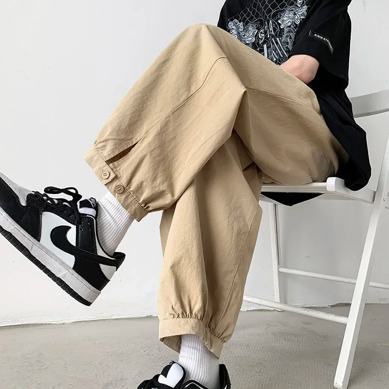 sanyamk - Mens Harem Pants Straight Streetwear Loose Ankle Length Unisex Sweatpants