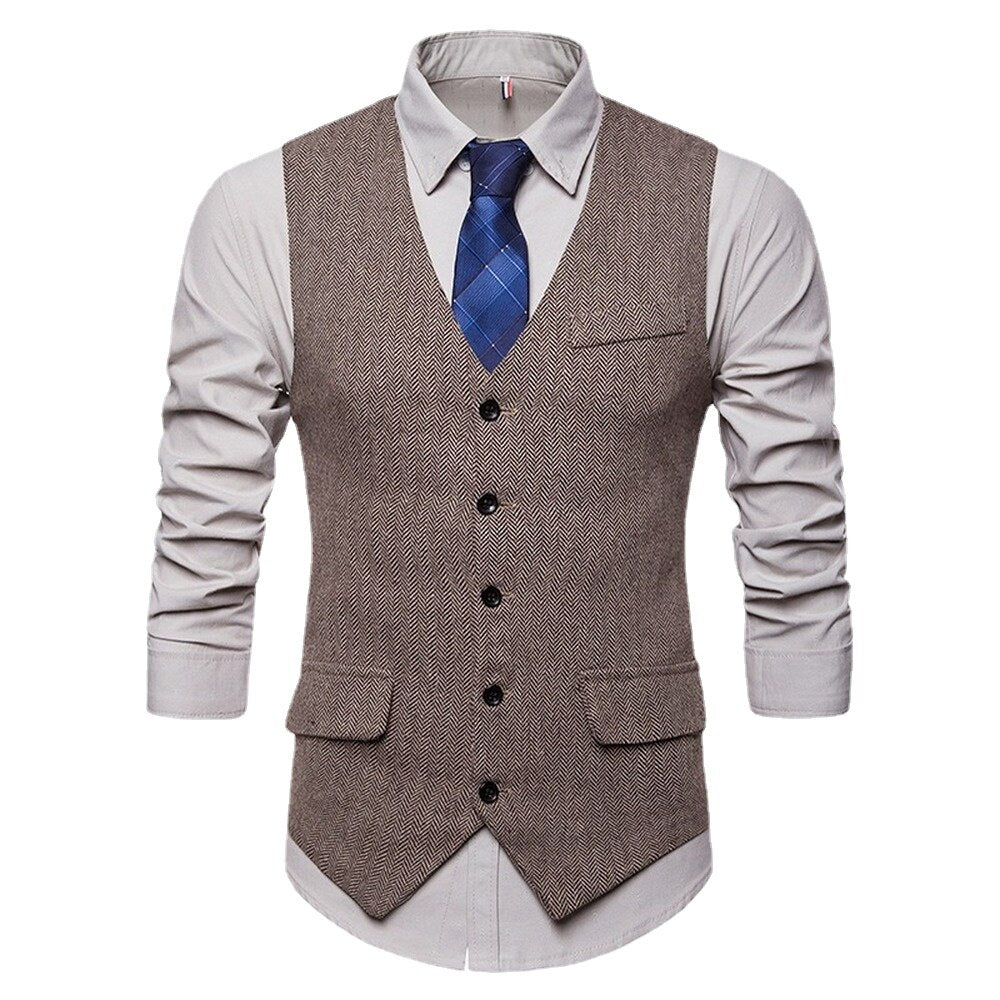 sanyamk KB New Arrival Dress Vests For Men Slim Fit Mens Suit Vest Male Waistcoat Gilet Homme Casual Sleeveless Formal Business Jacket