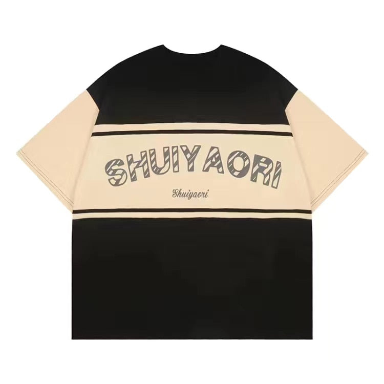 Bonsir Summer Men's Japanese Retro Original T-shirts Loose Round Neck Short Sleeve Tshirt Cotton Clothes Top Blackt Shirts S-2XL