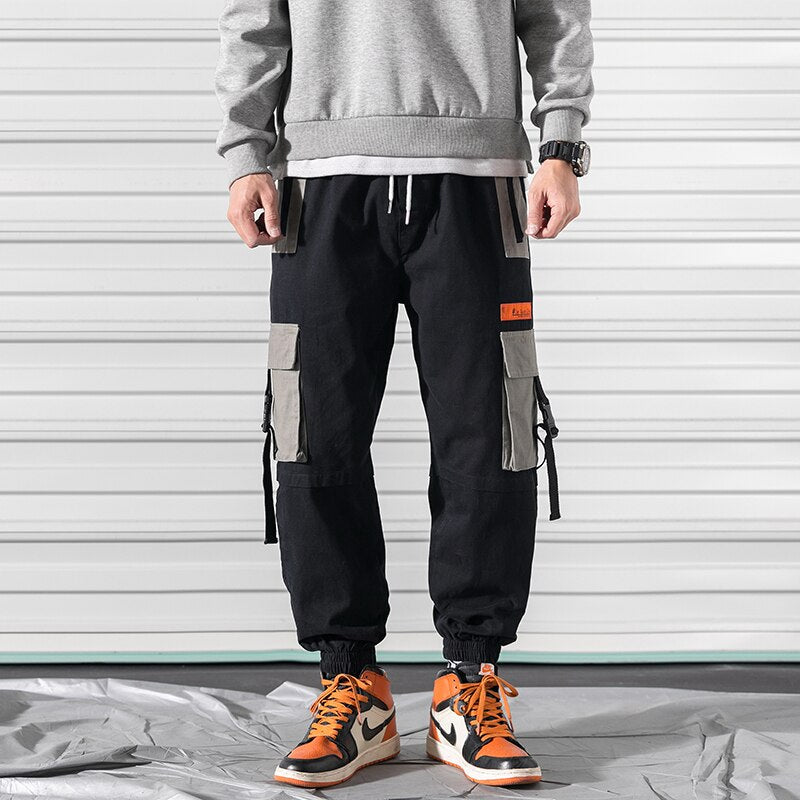 sanyamk Patchwork Big Pocket Cargo PantsStreetwear Harem Pants Men Overalls Mens Baggy Harajuku Hip Hop Trousers Casual Track Pant