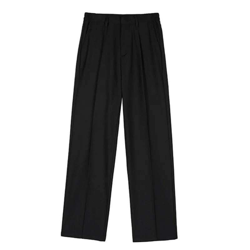 sanyamk - Korean Menswear Style Fashion Trousers Men's Spring New Loose Straight Wide Leg Long Solid Color Suit Pants Male Tide