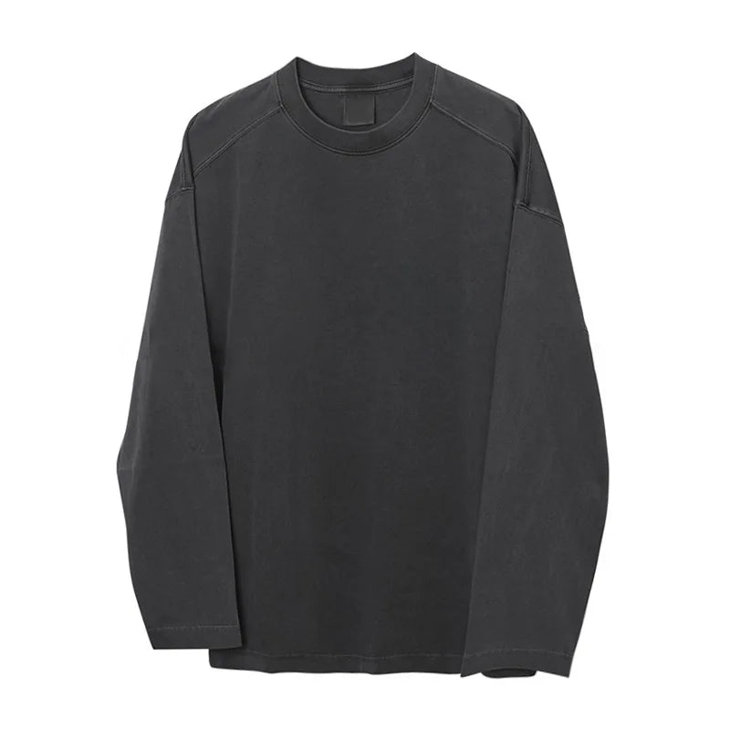 sanyamk - Solid Color Men's Tees Round Collae Long Sleeve Casual Menwear Pullover Korean Style Male T-shirts Simple New Autumn 9C7799