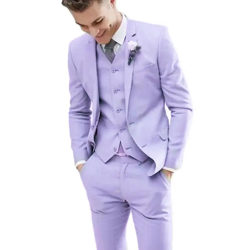 sanyamk Men Suits 3 Pieces Set Fashion Wedding Tuxedos Notched Lapel Groom Formal Wear Slim Fit Blazer Jacket Vest With Pants