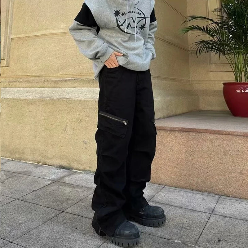 sanyamk - 2024 Streetwear New Spring Mid Waist Baggy Pant Hip Hop Vintage Male Trousers Trendy Multi-pockets Cargo Pants Men Clothing