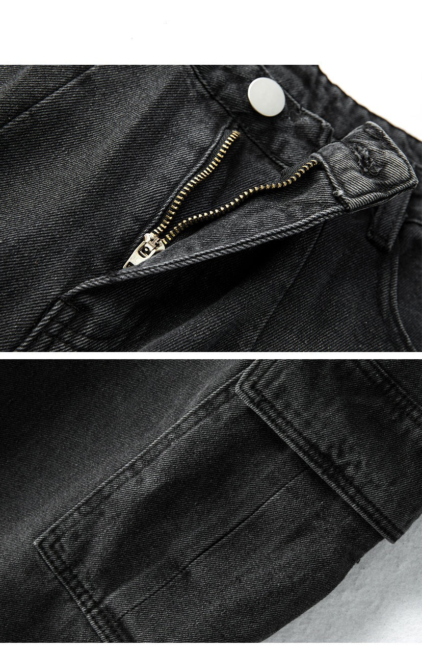 sanyamk Baggy Jeans Trousers Male Denim Pants Black Wide Leg Pants Men Jeans Oversize Cargo Korean Streetwear Hip Hop Harajuku
