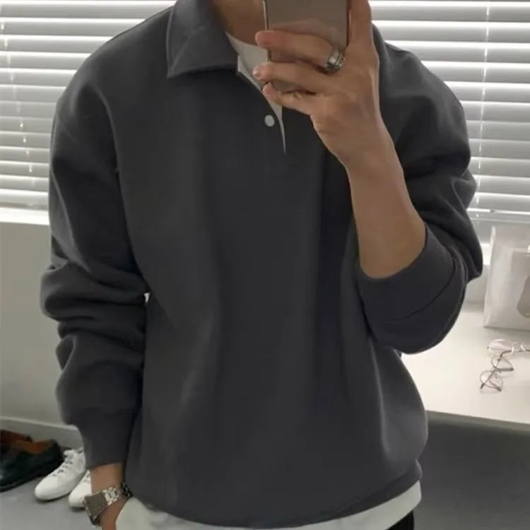 sanyamk - T-shirts Turn-down Collar Solid Colors Spring Autumn Versatile Mature Gentle Commuting Outdoor Korean Style Long Sleeve Trendy