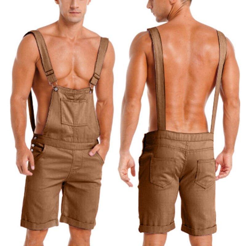 sanyamk Loose Large Casual Summer Strap Pants Vintage Men Rompers Straight Shorts Fashion Sexy Sportsshorts Overalls Workwear Jumpsuit