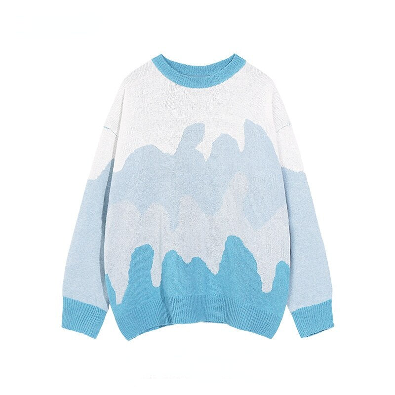 sanyamk Winter sweater for men Lazy in autumn plain night style color blocked round neck fashion Japanese loose knit sweater men's ins