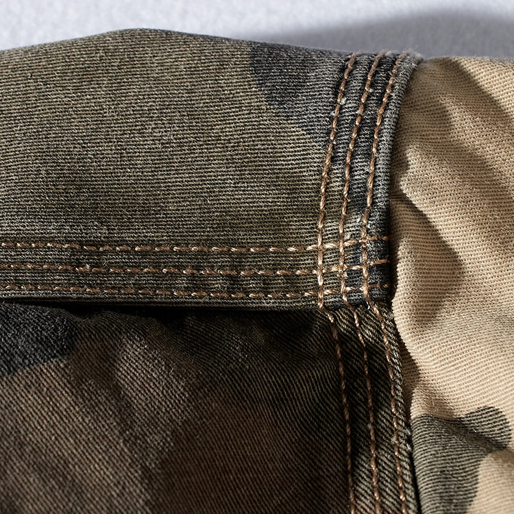 sanyamk Military Style Camouflage Shirt Men Spring Fall New Fashion Multi Pocket Cargo Blouse Vintage Casual Loose Versatile Cotton Tops