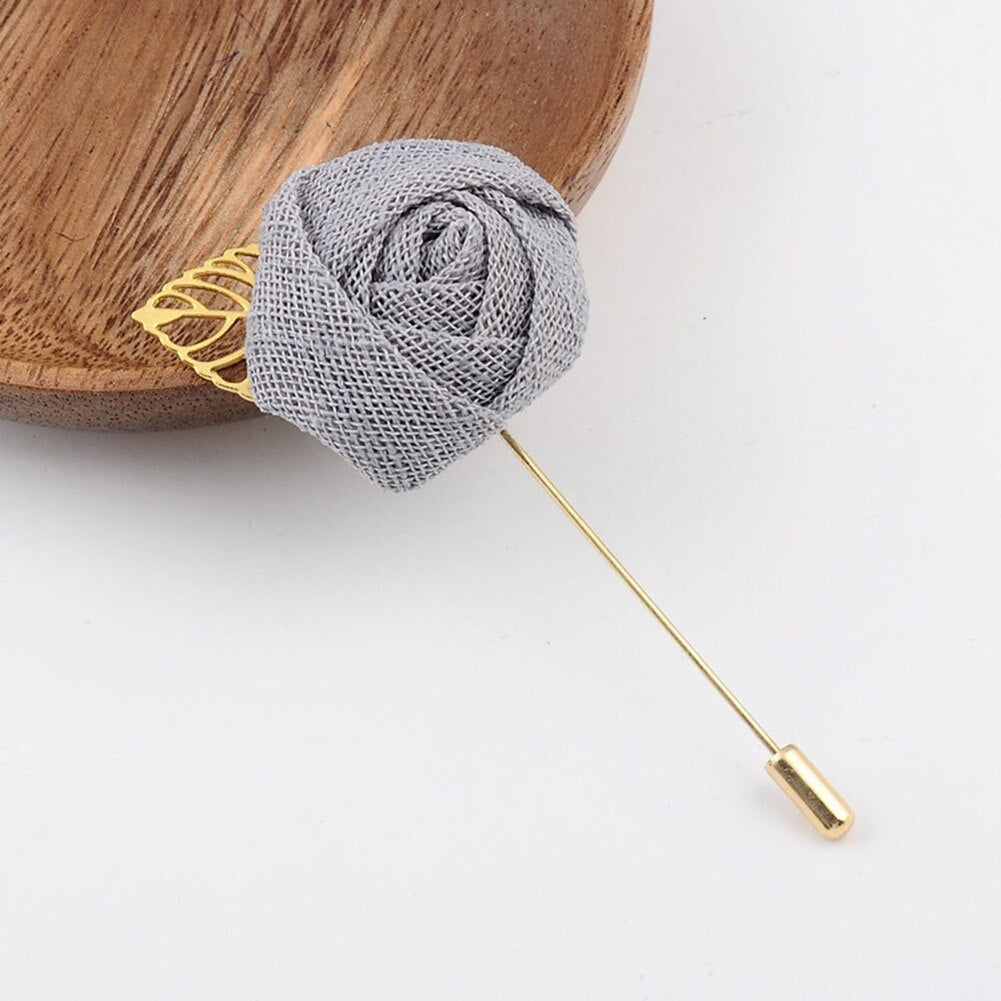 Korean Bridegroom Wedding Brooches Cloth Art Hand-made Rose Flower Brooch Lapel Pin Badge Tassel Chain Men's Suit Accessories