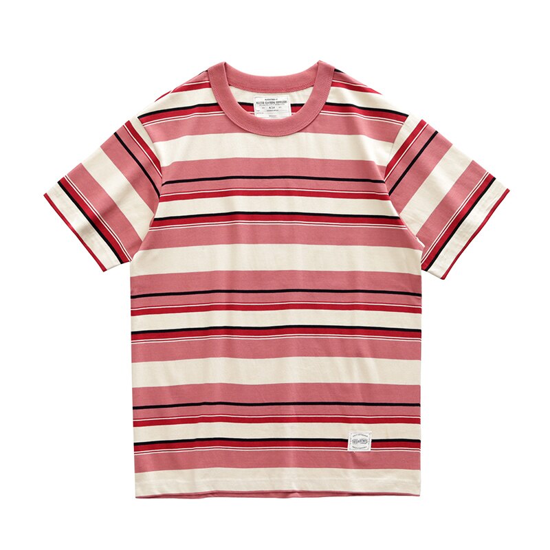 Bonsir Summer Stripe T-Shirt Men And Women Classic Streetwear Fashion Ins Trend Vintage O-Neck Cotton Youth Couple Short-Sleeved Tops