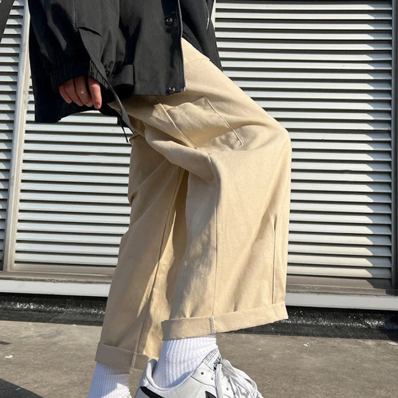 sanyamk - Spring Summer Casual Pants Men's Fashion Loose Straight Wide Leg Pants Men Streetwear Hip-hop Sweatpants Mens Daily Trousers