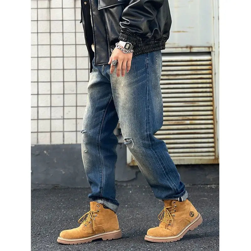 sanyamk New Spring and Summer Men's Jeans Vintage Solid Color Elastic Classic Jeans Men Slim Fashion Denim Trousers Male G115