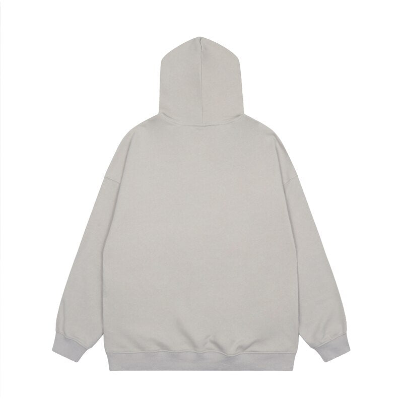 sanyamk Dog and Letter Painted Pullover Terry Hooded Hoodies Men's and Women's High Street Retro Casual Oversized Baggy Sweatshirts