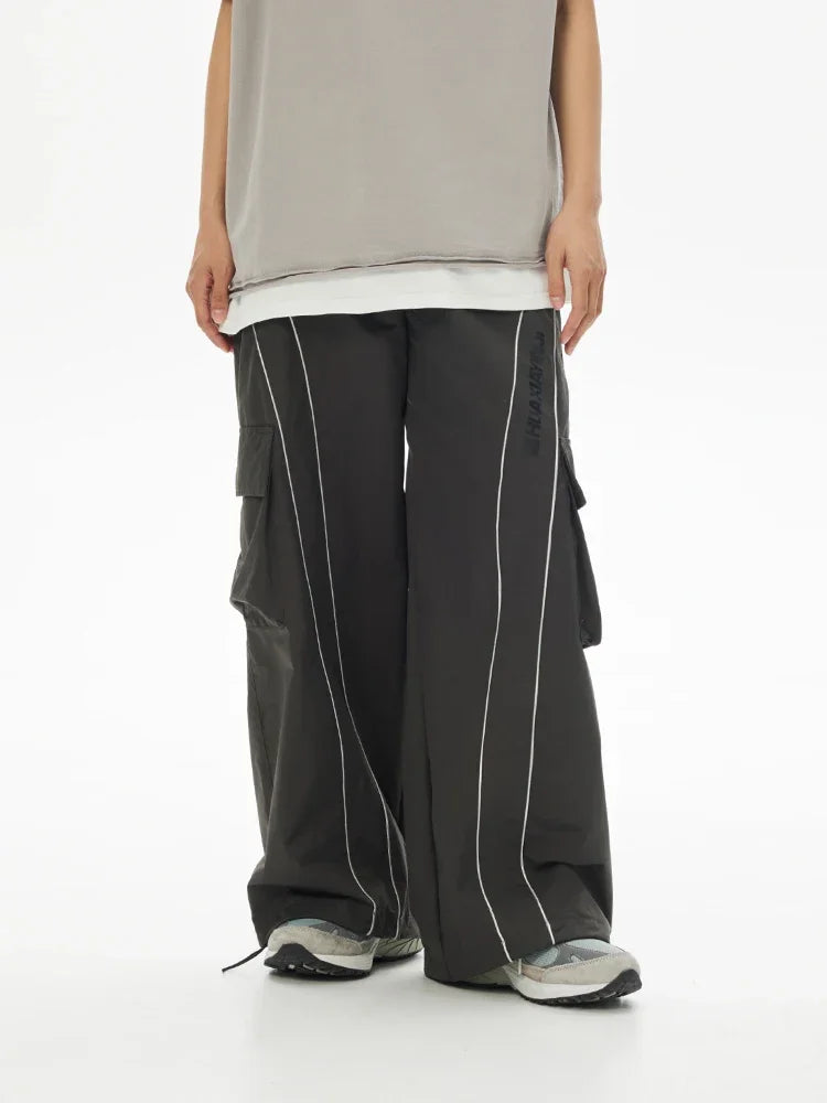Bonsir Baggy Wide Leg Cargo Pants Men Oversize gray Cargo Trousers Male Loose Casual Sweatpants Streetwear Hip Hop