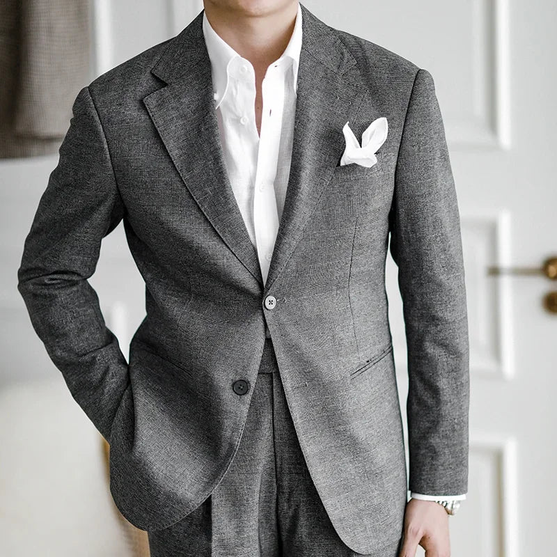 sanyamk High Quality Wedding Suits For Men Solid Color Business Formal Casual Dress Suits 2 Pieces Office Work Party Prom Costume Homme