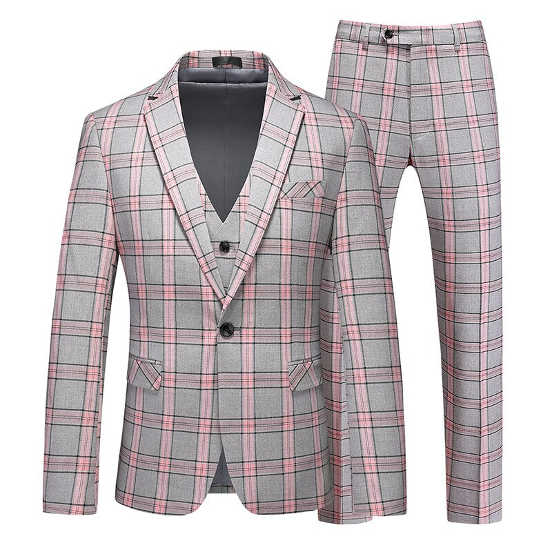 sanyamk Men's Business Banquet Suit 3 Piece Set Fashionable Men Wedding Ball Groom Dress Balzers and Pants with Vests Large Size 6XL