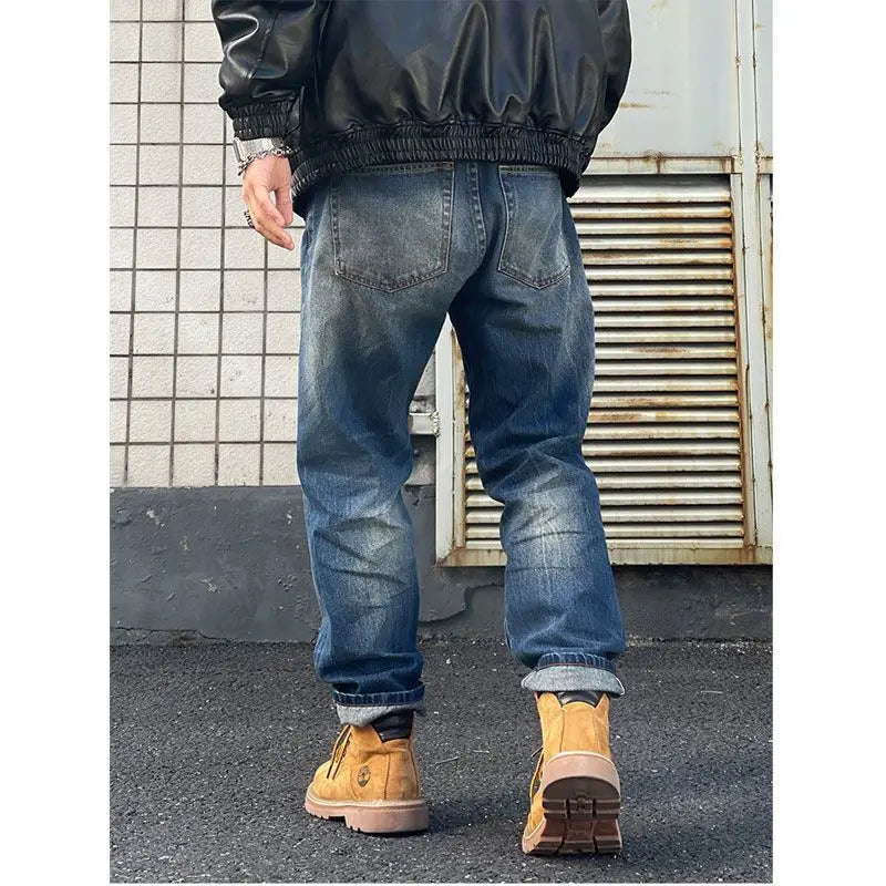 sanyamk New Spring and Summer Men's Jeans Vintage Solid Color Elastic Classic Jeans Men Slim Fashion Denim Trousers Male G115