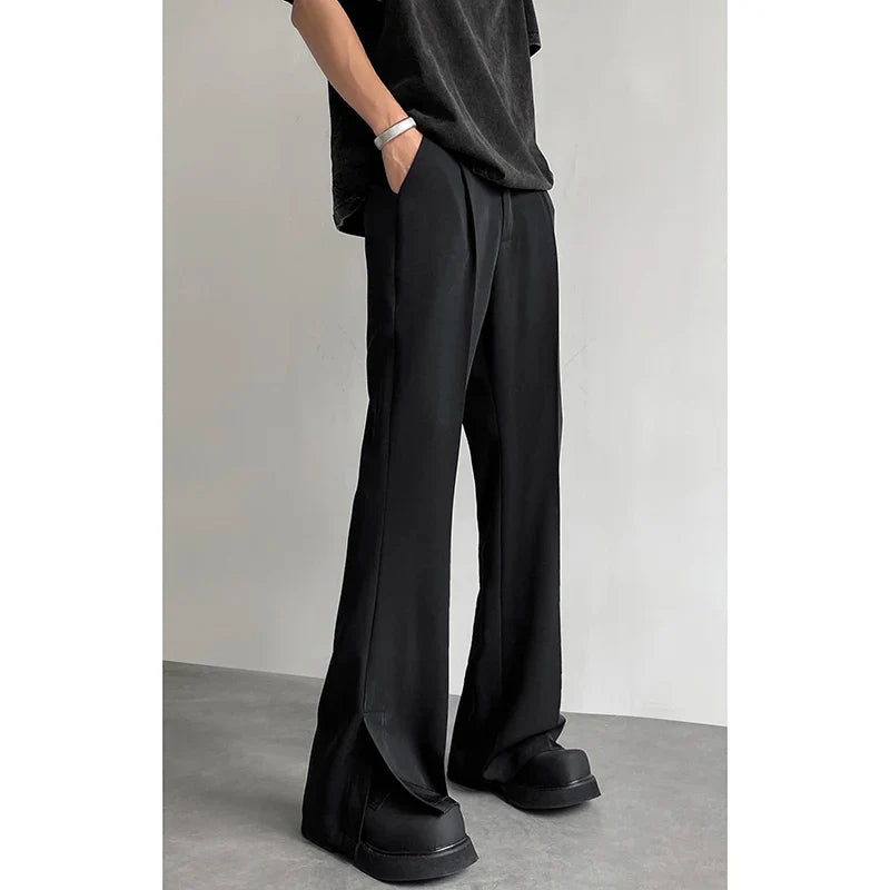 sanyamk Brown Black Suit Pants Men Fashion Social Mens Dress Pants Korean Loose Straight Casual Flared Pants Mens Office Formal Trousers