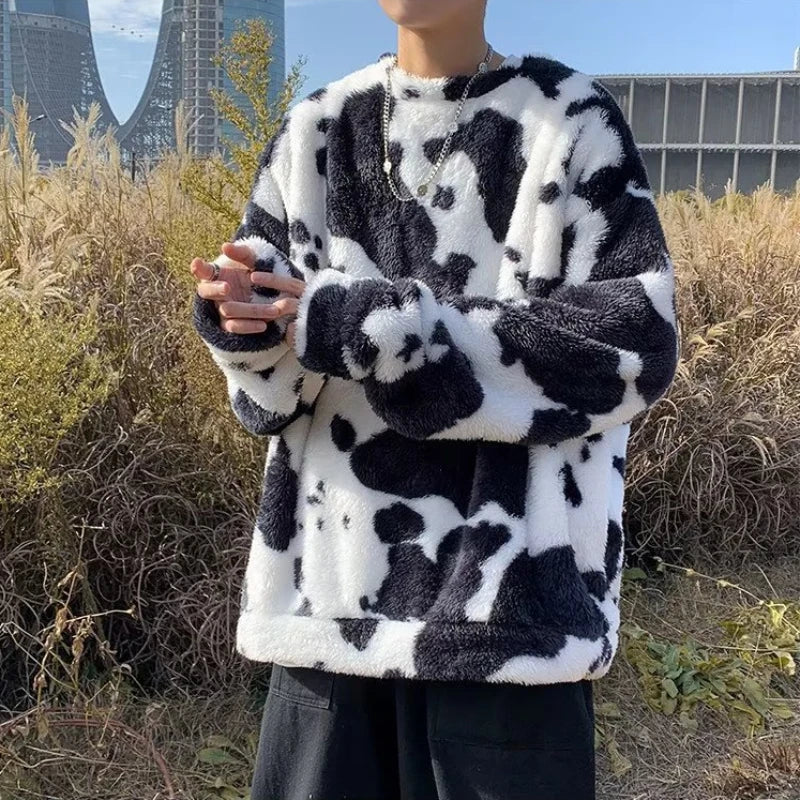 sanyamk - Mens Sweatshirts Men Popular Couple All-match Autumn Winter Contrast Color O-neck Trendy American Style Daily Hipster Slouchy