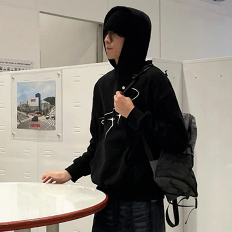 sanyamk - Korean Style Men's Hoodies Printing Hooded Casual Big Pockets Pullover Loose Male Sweatshirts New Autumn Trend 2024 9C6907