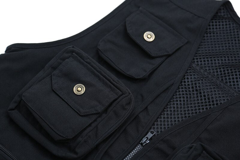 Bonsir High Street Multi-pockets Sleeveless Zipper Jackets for Male and Female Retro V Neck Oversized Autumn Tank Tops Loose Vest