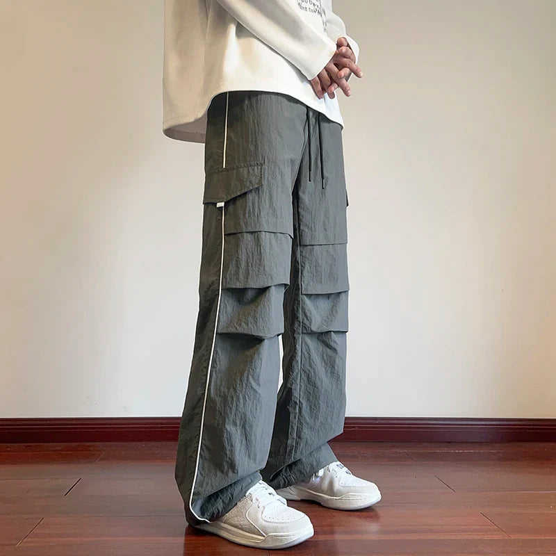 sanyamk Mens Joggers Spring Casual Loose Staight Sweatpants Elastic Waist Waterproof Trousers Hip Hop Casual Unisex Pants