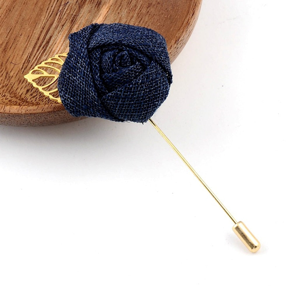 Korean Bridegroom Wedding Brooches Cloth Art Hand-made Rose Flower Brooch Lapel Pin Badge Tassel Chain Men's Suit Accessories