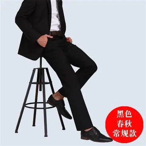 Bonsir High Waist Men's Suit Pants High Quality Autumn Thick Straight Business Work Daily Dress Formal Pants Classic Trousers A269