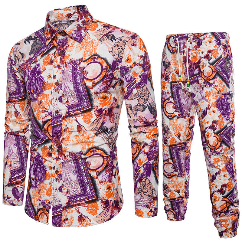 sanyamk trendy mens fashion mens summer outfits dope outfits mens street style mens spring fashion aesthetic outfits mMens Sets Men's Autumn Linen Shirts Long Pants Ethnic Style Vacation Sets Casual Print Suit African Festival Wear Clothes Male