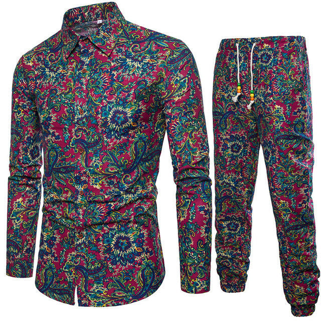 sanyamk trendy mens fashion mens summer outfits dope outfits mens street style mens spring fashion aesthetic outfits mMens Sets Men's Autumn Linen Shirts Long Pants Ethnic Style Vacation Sets Casual Print Suit African Festival Wear Clothes Male