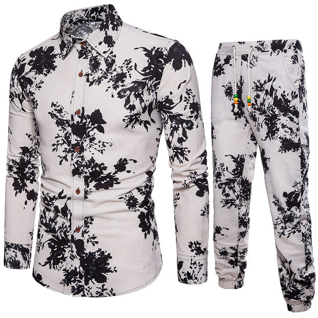 sanyamk trendy mens fashion mens summer outfits dope outfits mens street style mens spring fashion aesthetic outfits mMens Sets Men's Autumn Linen Shirts Long Pants Ethnic Style Vacation Sets Casual Print Suit African Festival Wear Clothes Male