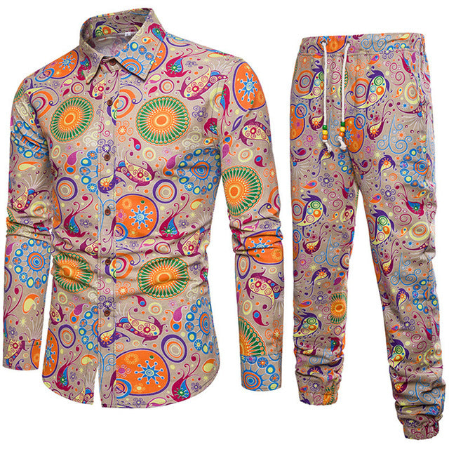sanyamk trendy mens fashion mens summer outfits dope outfits mens street style mens spring fashion aesthetic outfits mMens Sets Men's Autumn Linen Shirts Long Pants Ethnic Style Vacation Sets Casual Print Suit African Festival Wear Clothes Male