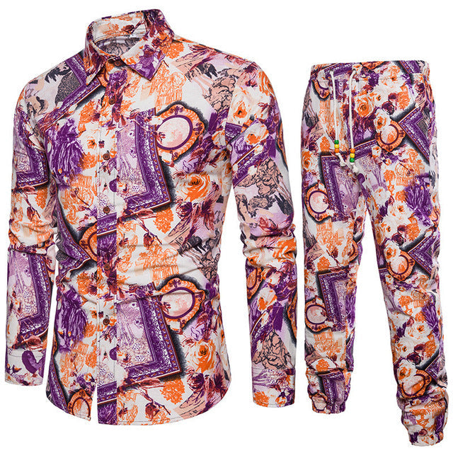 sanyamk trendy mens fashion mens summer outfits dope outfits mens street style mens spring fashion aesthetic outfits mMens Sets Men's Autumn Linen Shirts Long Pants Ethnic Style Vacation Sets Casual Print Suit African Festival Wear Clothes Male