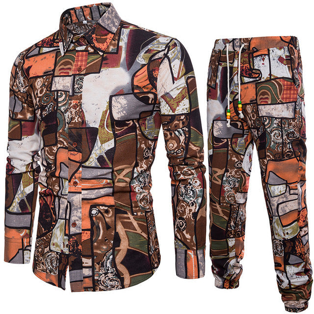 sanyamk trendy mens fashion mens summer outfits dope outfits mens street style mens spring fashion aesthetic outfits mMens Sets Men's Autumn Linen Shirts Long Pants Ethnic Style Vacation Sets Casual Print Suit African Festival Wear Clothes Male