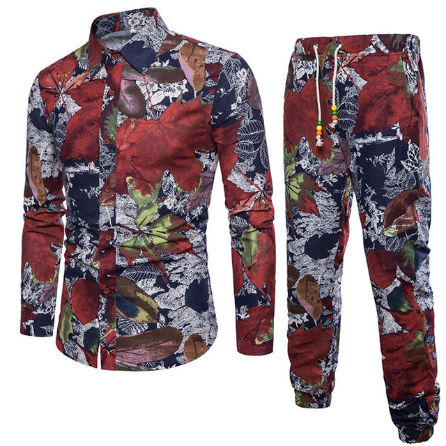 sanyamk trendy mens fashion mens summer outfits dope outfits mens street style mens spring fashion aesthetic outfits mMens Sets Men's Autumn Linen Shirts Long Pants Ethnic Style Vacation Sets Casual Print Suit African Festival Wear Clothes Male