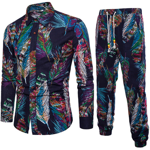 sanyamk trendy mens fashion mens summer outfits dope outfits mens street style mens spring fashion aesthetic outfits mMens Sets Men's Autumn Linen Shirts Long Pants Ethnic Style Vacation Sets Casual Print Suit African Festival Wear Clothes Male