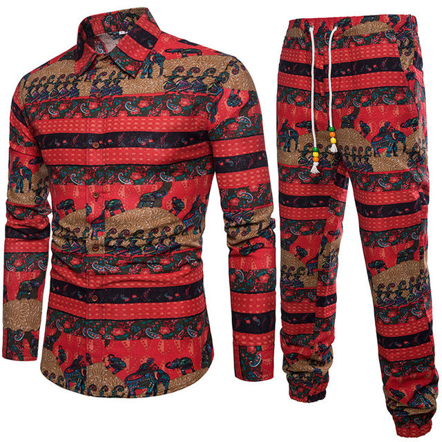 sanyamk trendy mens fashion mens summer outfits dope outfits mens street style mens spring fashion aesthetic outfits mMens Sets Men's Autumn Linen Shirts Long Pants Ethnic Style Vacation Sets Casual Print Suit African Festival Wear Clothes Male