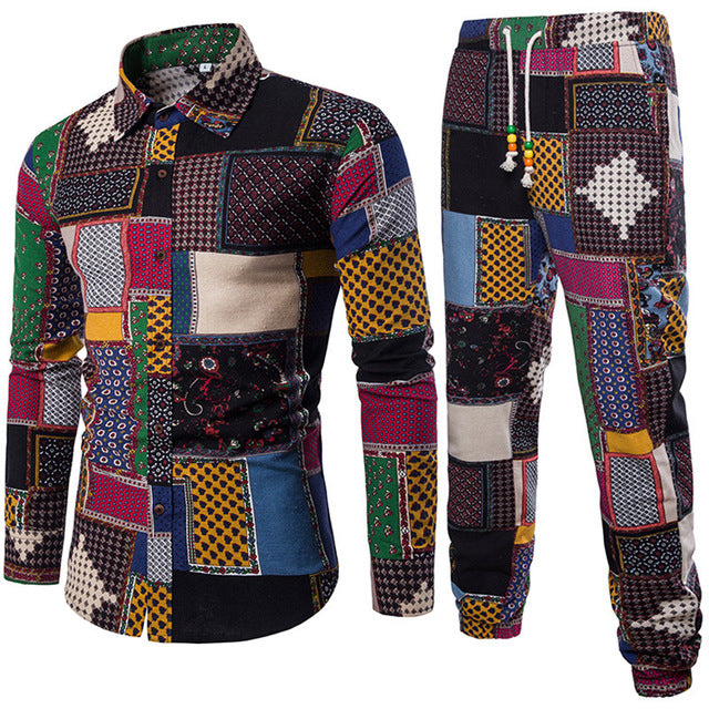 sanyamk trendy mens fashion mens summer outfits dope outfits mens street style mens spring fashion aesthetic outfits mMens Sets Men's Autumn Linen Shirts Long Pants Ethnic Style Vacation Sets Casual Print Suit African Festival Wear Clothes Male