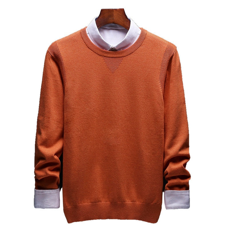 sanyamk Spring and Autumn Men's Sweater Korean Knitwear Round Neck Sweater Trend Solid Color Jacket Long Sleeve Shirt