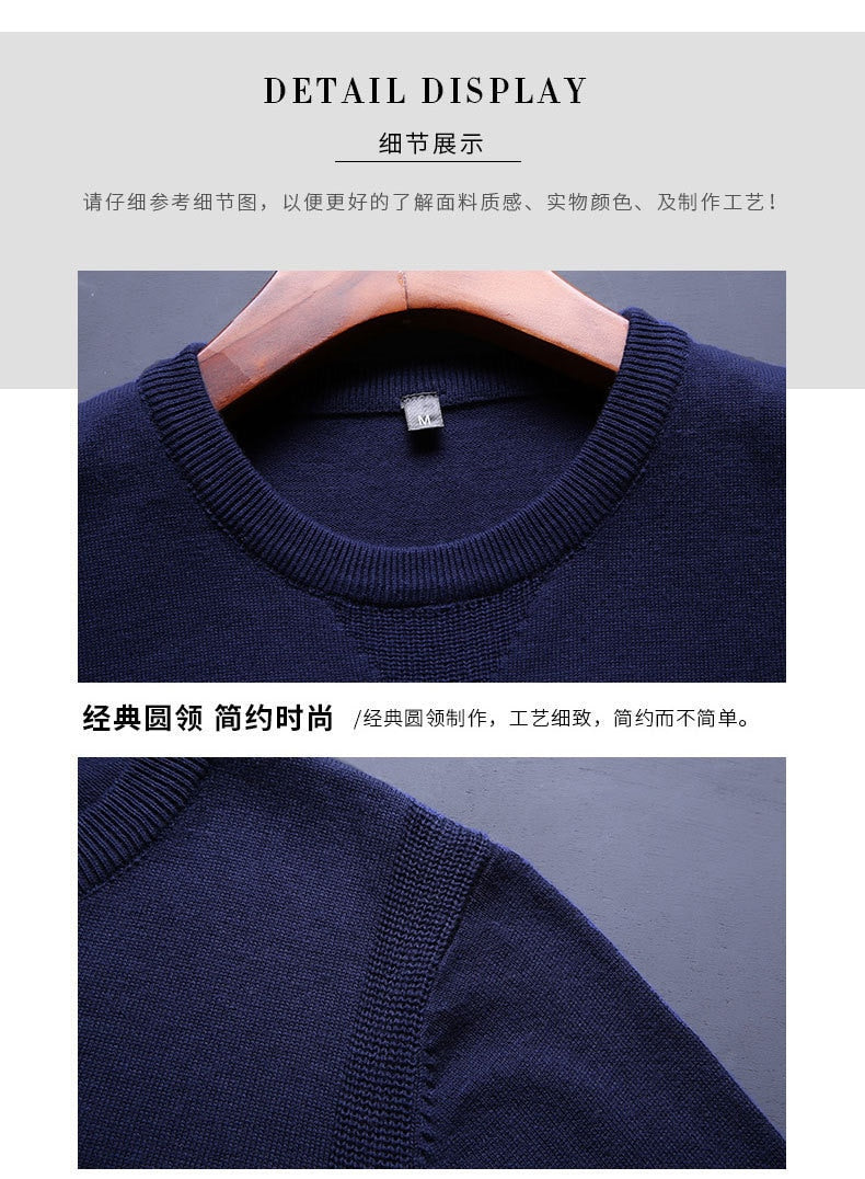 sanyamk Spring and Autumn Men's Sweater Korean Knitwear Round Neck Sweater Trend Solid Color Jacket Long Sleeve Shirt