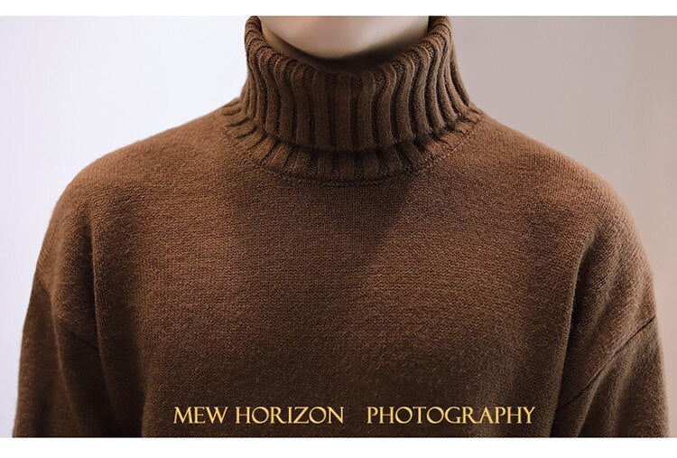 sanyamk Winter Men's New Turtleneck Sweater Korean Knit Shirt Men's Youth Turtleneck Sweater Shirt Solid Color