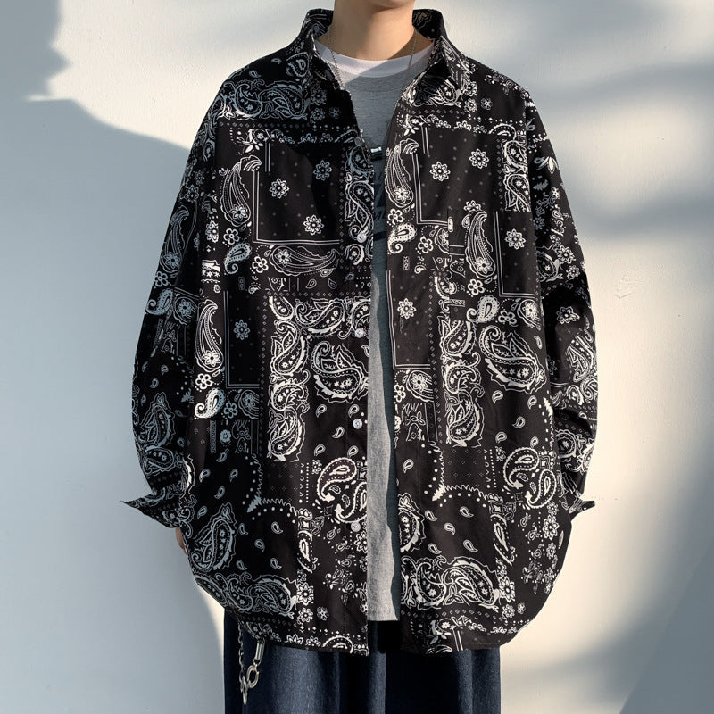 sanyamk Spring Men's Oversize Bandana Shirt Hawaiian Plaid Mens Paisley Shirts Clothes Long Sleeve Male Oversized Luxury Man Shirt 2022