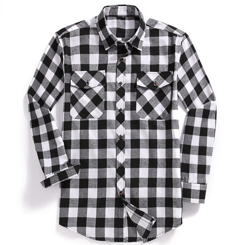 sanyamk Fall Men's Flannel Plaid Long-Sleeved Casual Button Shirt USA Regular Fit Size S To 2XL, Classic Checkered, Double Pocket Design