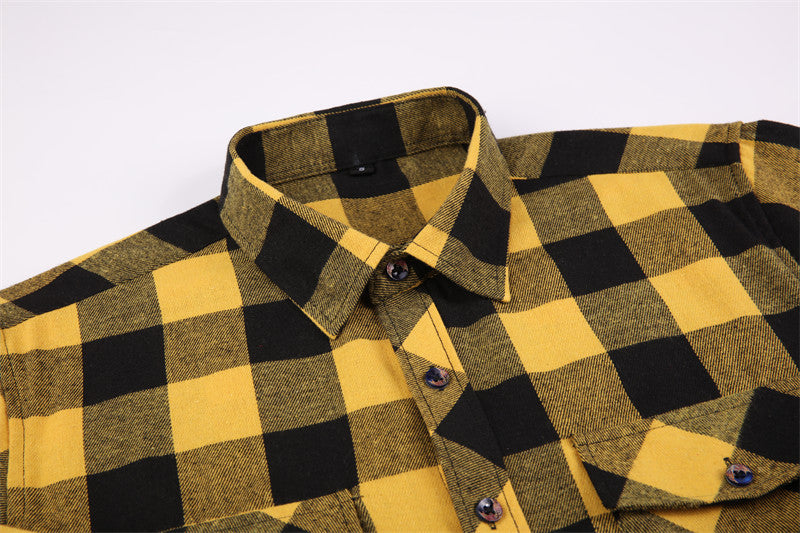 sanyamk Fall Men's Flannel Plaid Long-Sleeved Casual Button Shirt USA Regular Fit Size S To 2XL, Classic Checkered, Double Pocket Design