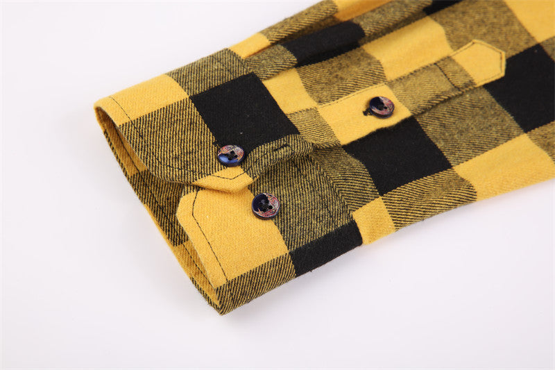 sanyamk Fall Men's Flannel Plaid Long-Sleeved Casual Button Shirt USA Regular Fit Size S To 2XL, Classic Checkered, Double Pocket Design