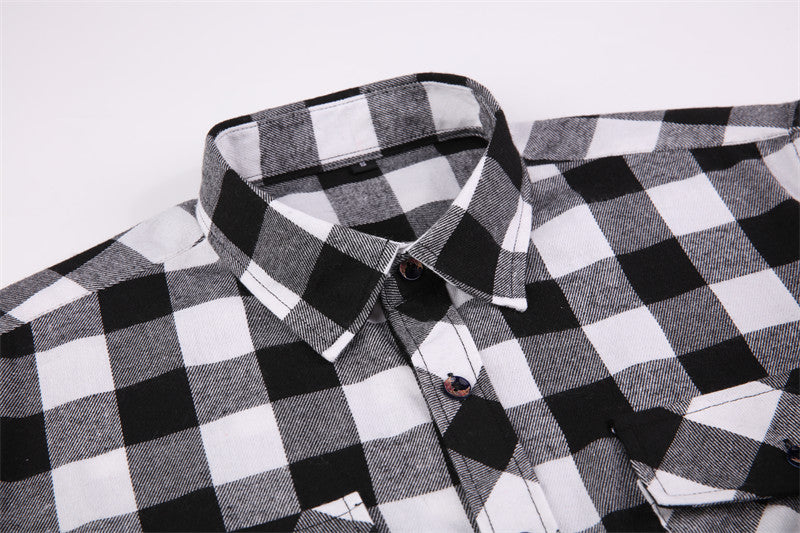 sanyamk Fall Men's Flannel Plaid Long-Sleeved Casual Button Shirt USA Regular Fit Size S To 2XL, Classic Checkered, Double Pocket Design