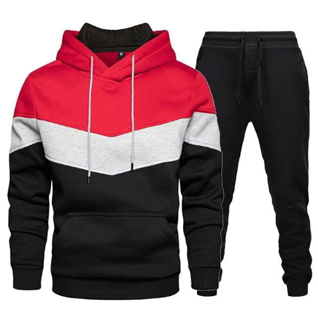 sanyamk Men's Tracksuit Casual Hoodies and Sweatpants Two Piece Sets Winter Sports Suit Outdoor Sweatshirt Set Fashion Male Clothing