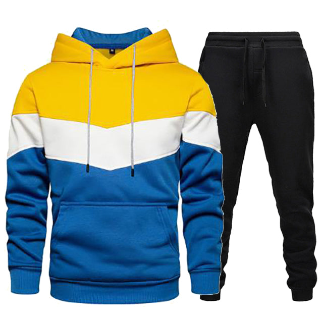 sanyamk Men's Tracksuit Casual Hoodies and Sweatpants Two Piece Sets Winter Sports Suit Outdoor Sweatshirt Set Fashion Male Clothing