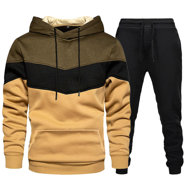 sanyamk Men's Tracksuit Casual Hoodies and Sweatpants Two Piece Sets Winter Sports Suit Outdoor Sweatshirt Set Fashion Male Clothing